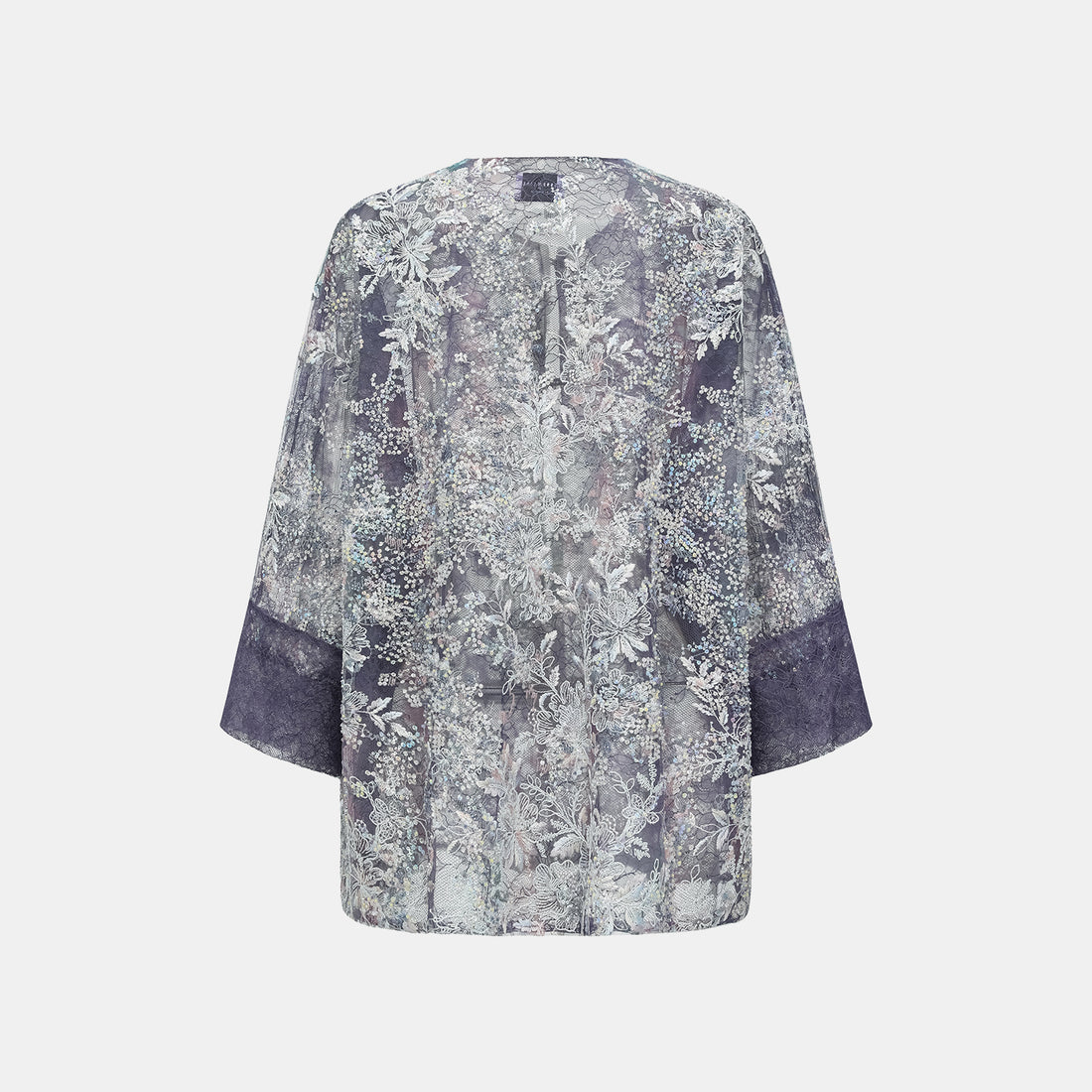 "Imperial Garden Teatime"緞染繡霞奢華珠繡蕾絲輕國風Oversized罩衫—Nocturne Bloom凝夜浮香