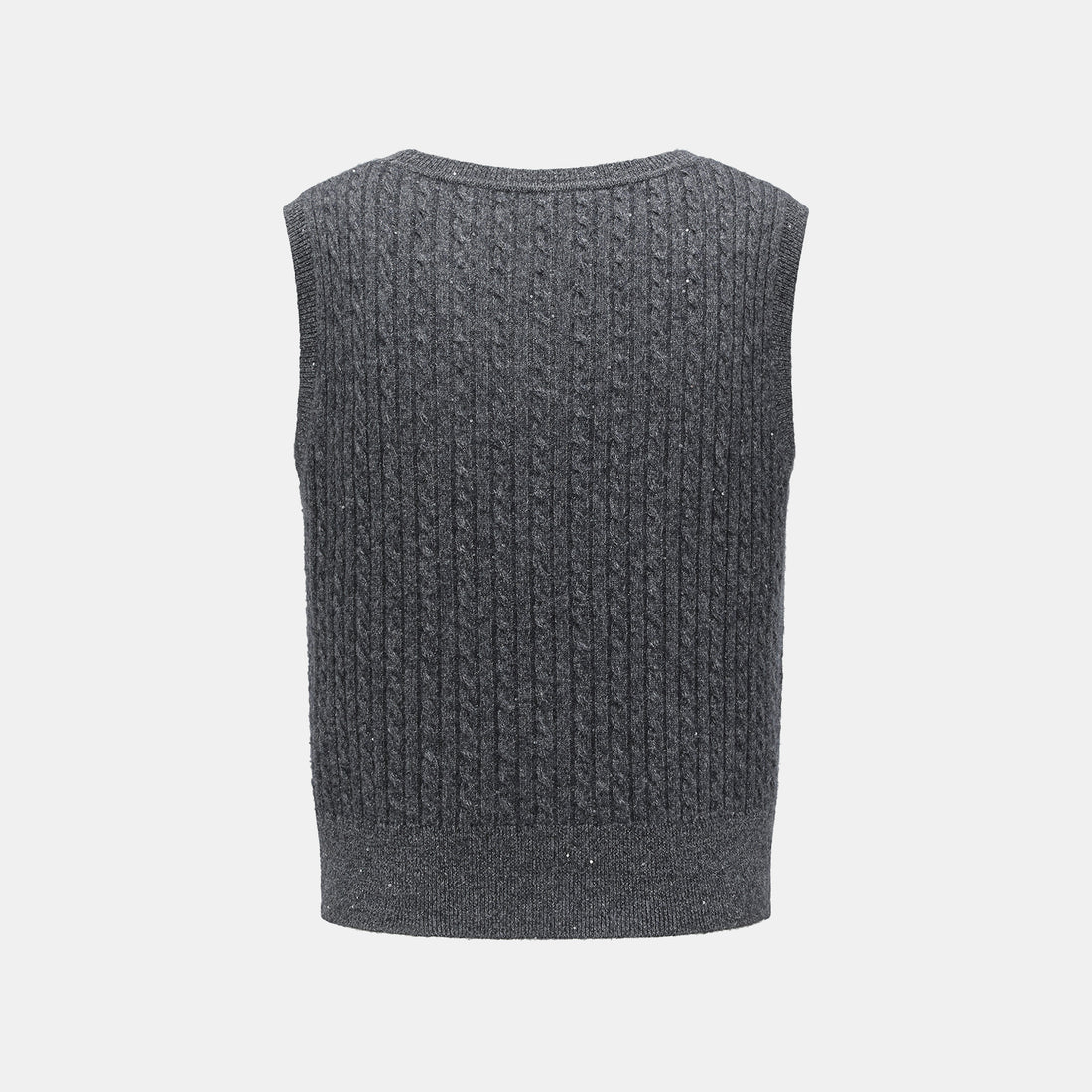 “Autumn Diary” 100% Cashmere 亮片麻花編織針織背心—Cedar Smoke雪松煙衫