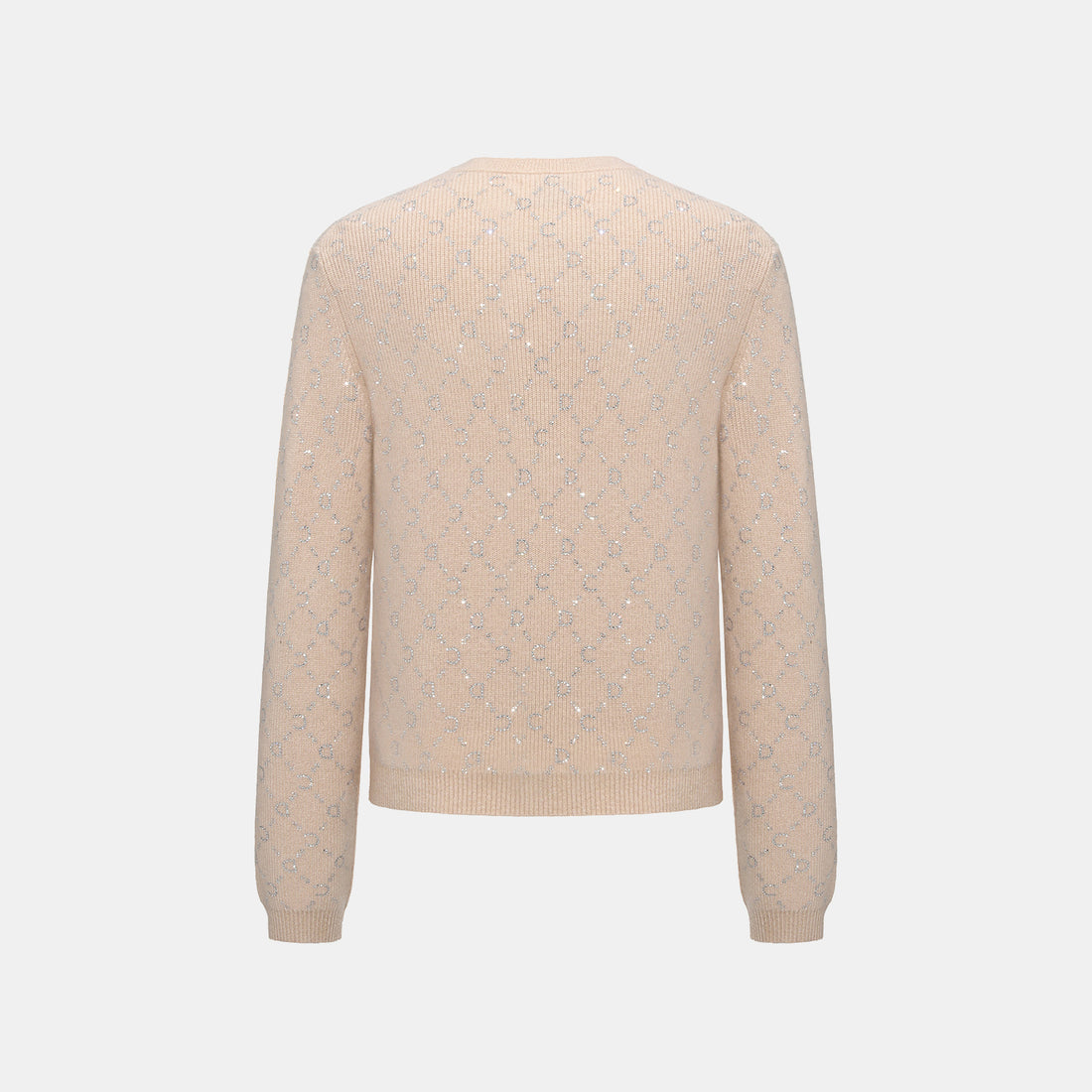 “Autumn Diary” 100% Cashmere立體鑽飾Monogram嵌花針織外套—Almond Cream杏仁奶霜