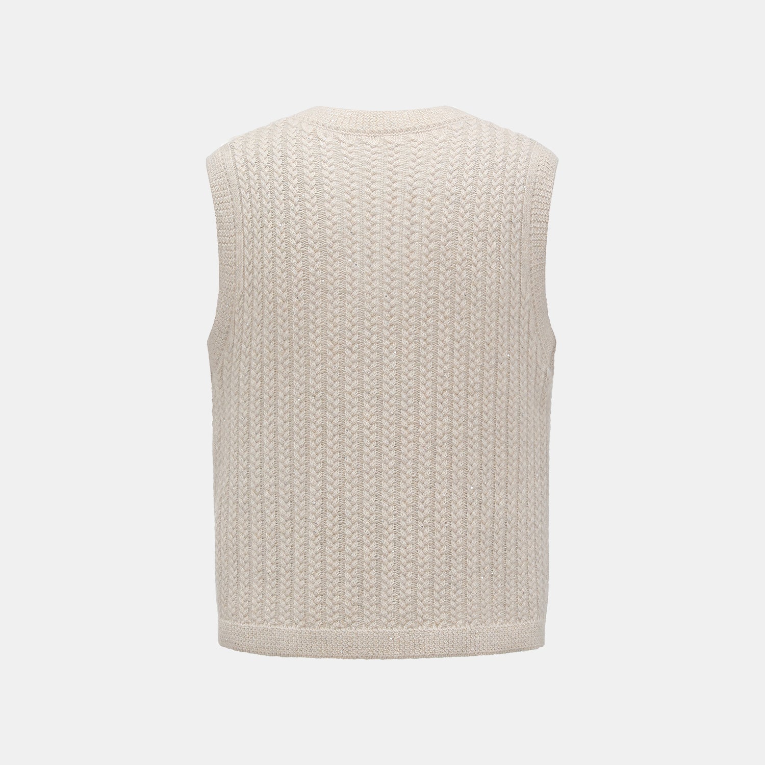 “Autumn Diary” 100% Cashmere 立體細麻花星點亮片針織背心—Nordic Dawn北境黎明