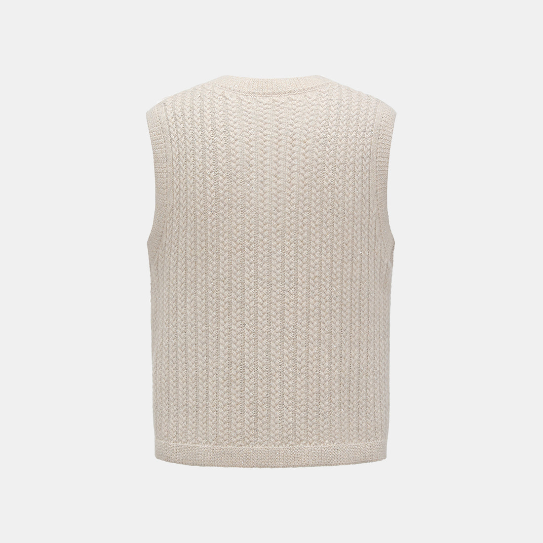 “Autumn Diary” 100% Cashmere 立體細麻花星點亮片針織背心—Nordic Dawn北境黎明