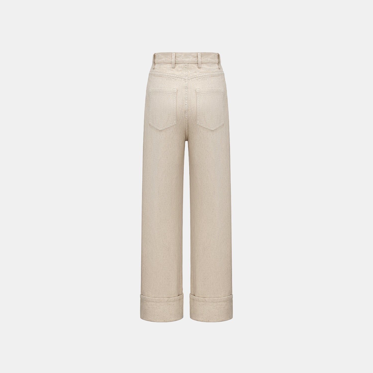 “Easy-go Chic“土耳其頂級霧紋棉高腰反摺牛仔褲—Linen Scent亞麻氣息