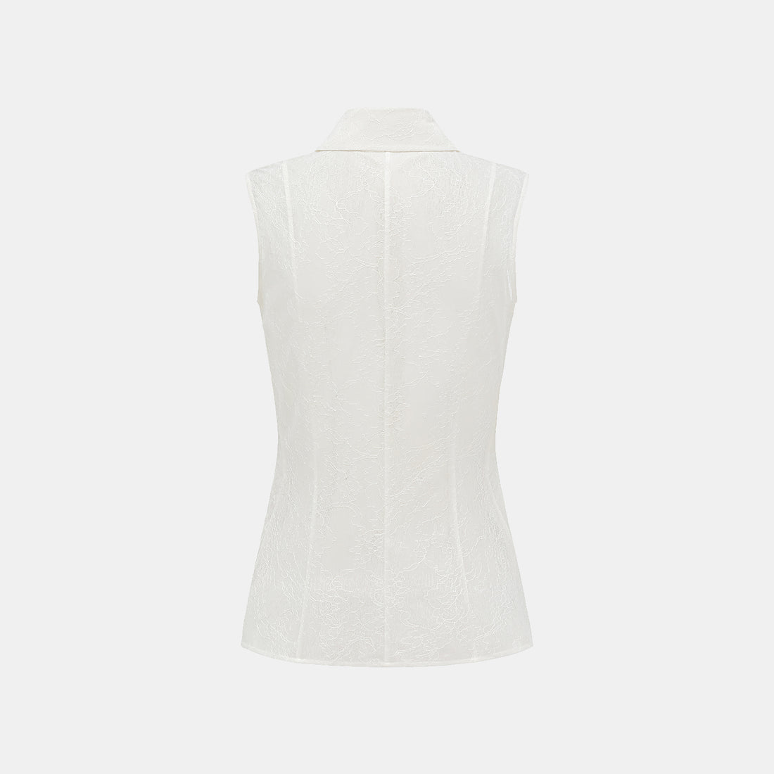 "Daytime Sparkle." Sleeveless shirt with French premium laminated lace