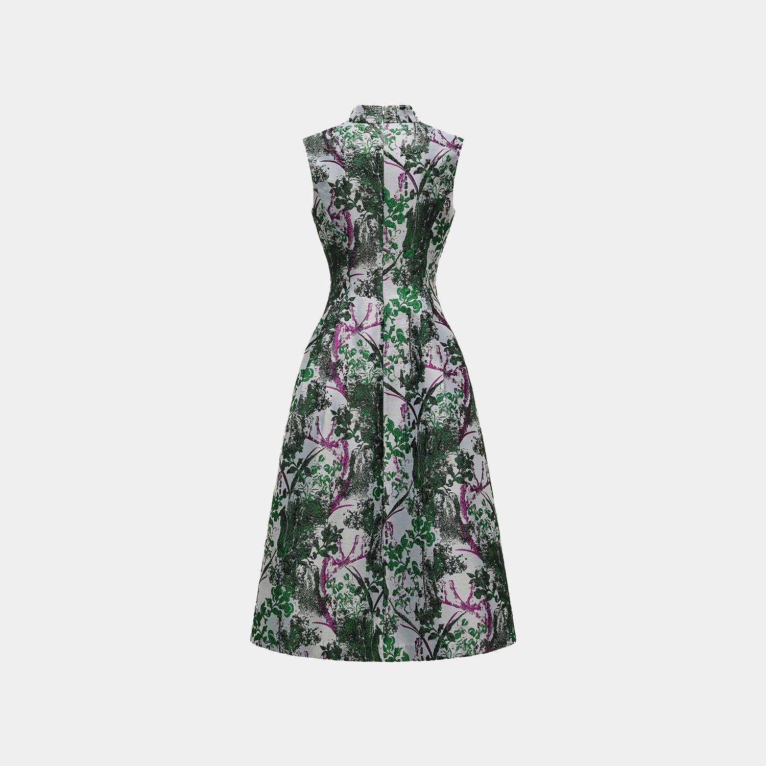 "Imperial Garden Gala" 義大利製提花面料新中式立裁輕國風長洋裝—碧影繁花