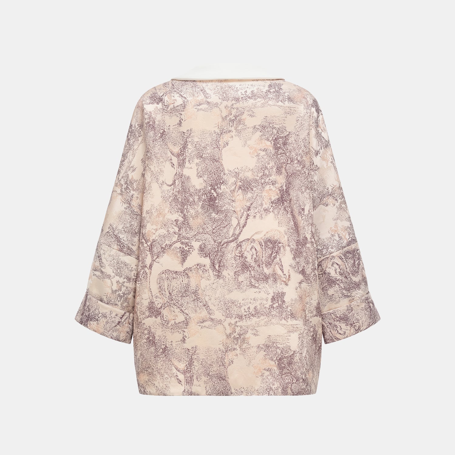 "Imperial Garden Teatime" Filigree Silk Wool Shawl - Purple 