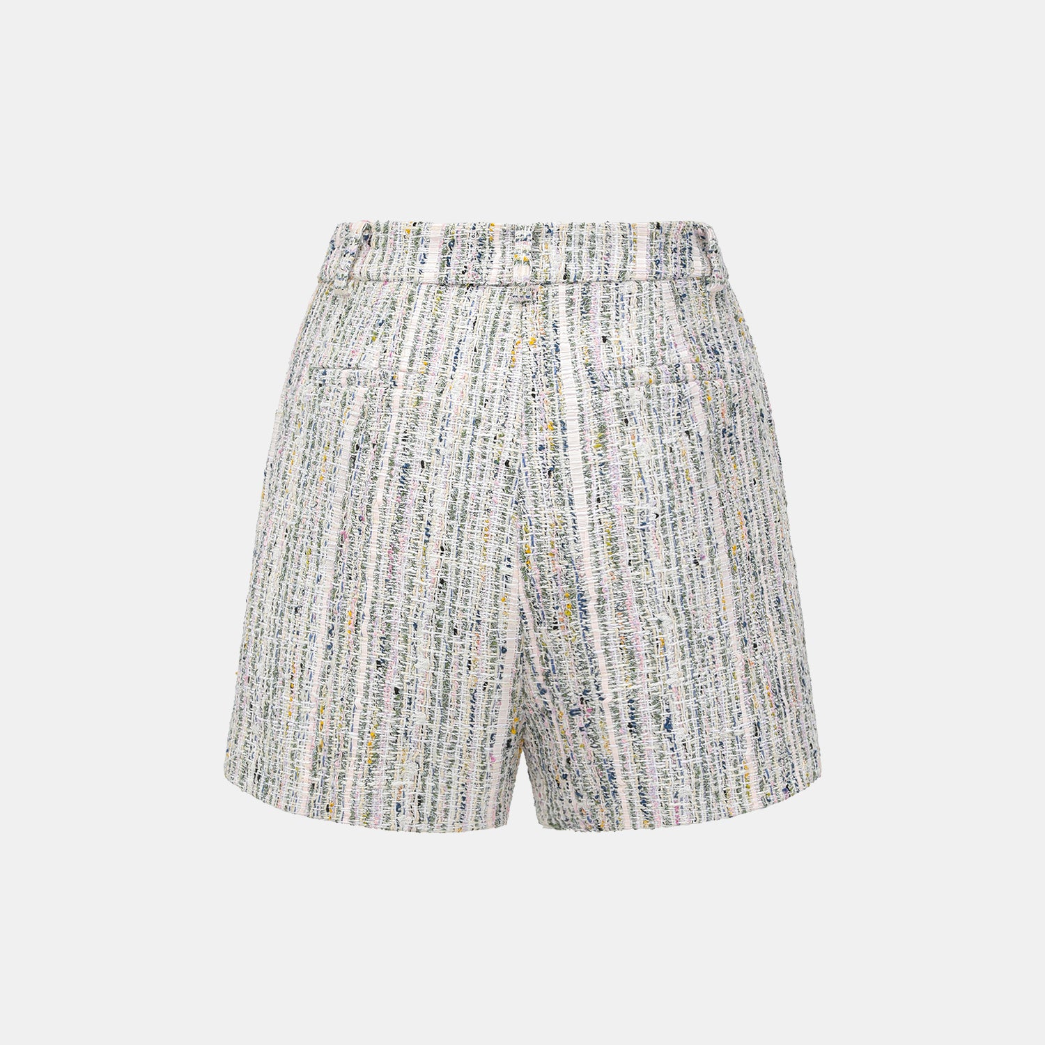 “Chelsea tea time.” 線韻肌理條織花呢短褲—Sherry de Rosée香露雪莉