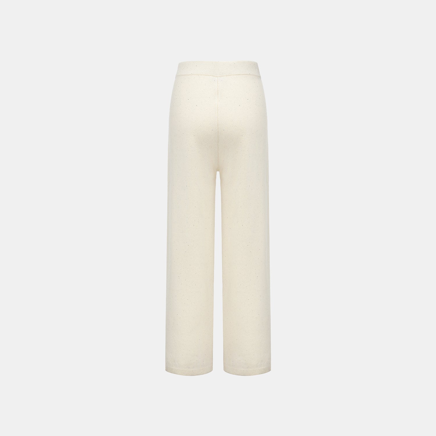 “Winter Diary” 100%Cashmere浮雕緞繡星點長版針織長褲—Sandal Light檀香白茶