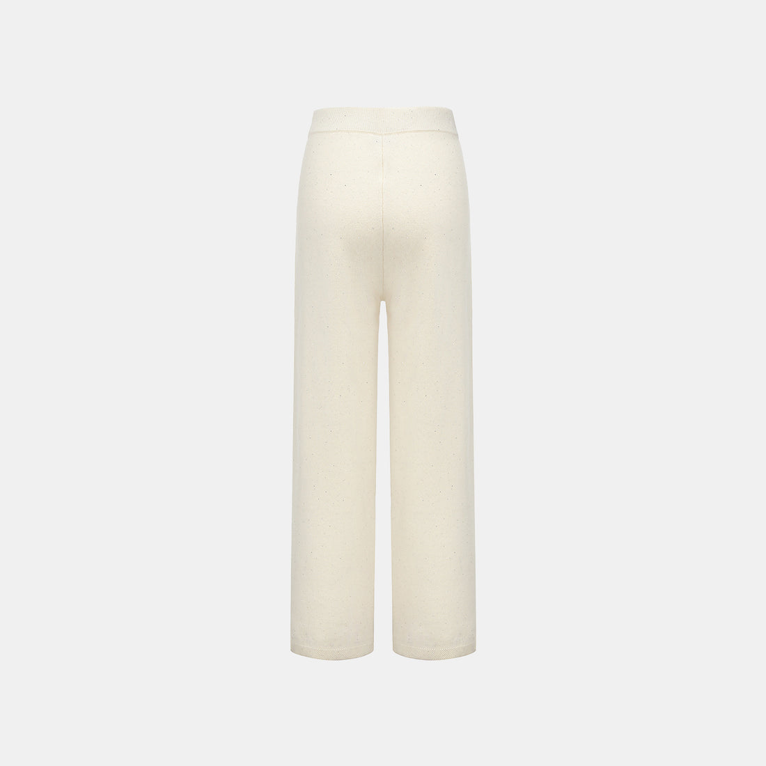 “Winter Diary” 100%Cashmere浮雕緞繡星點長版針織長褲—Sandal Light檀香白茶