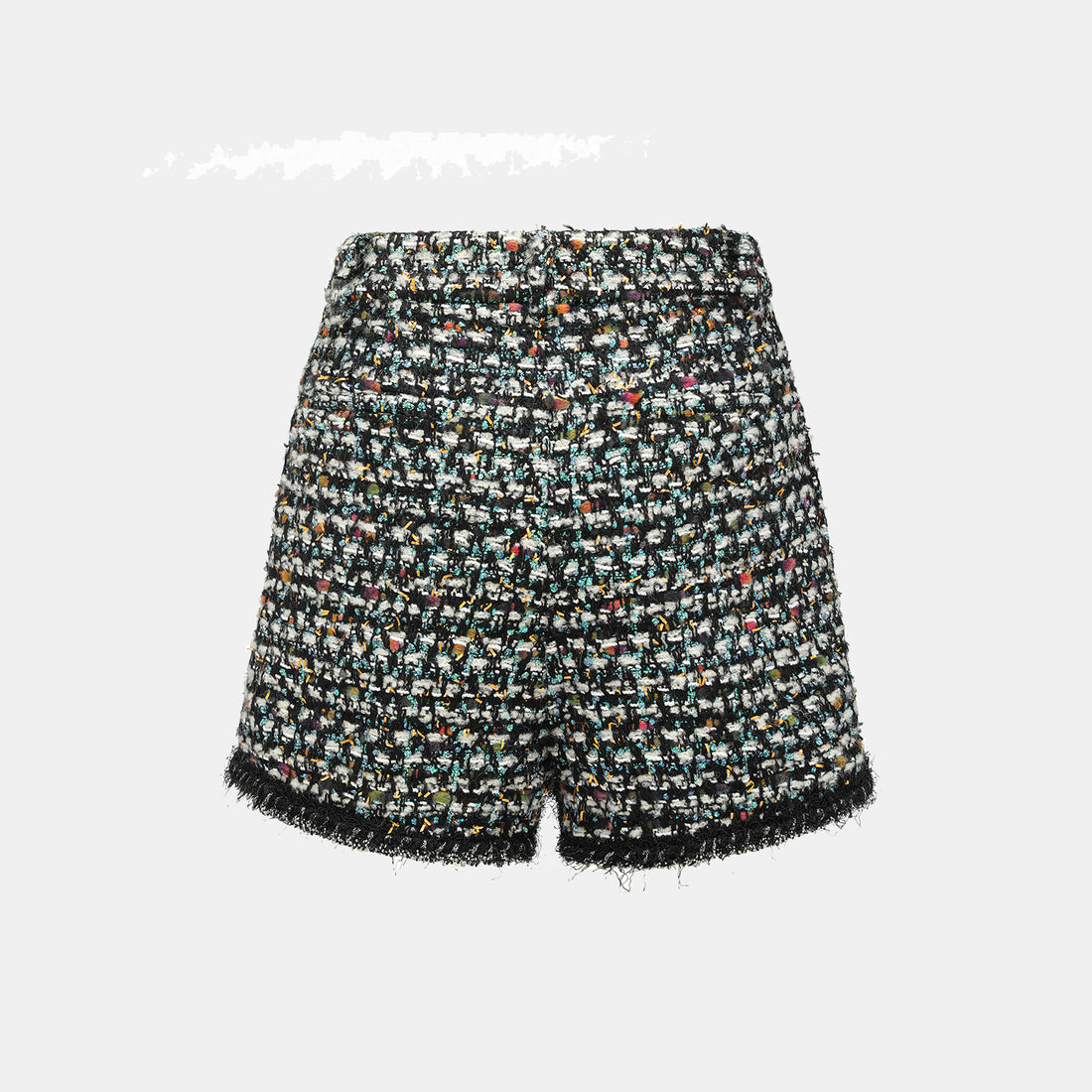 "Couture Impression."法國頂級羊毛棱光彩織花呢短褲—Galaxy Jardin銀光花境