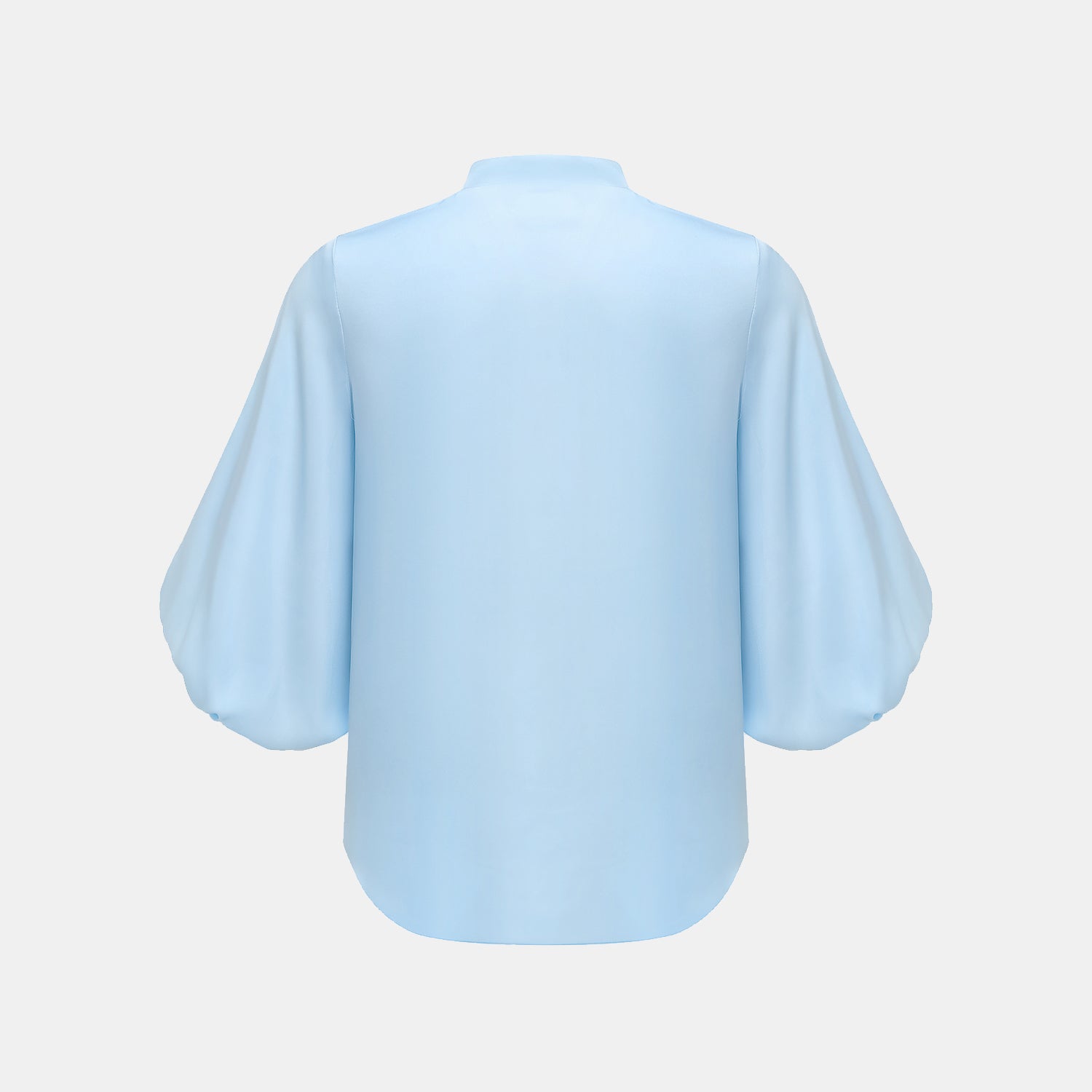 “秋意" 100% 桑蠶絲雪紡國風七分袖襯衫 — 天空藍
