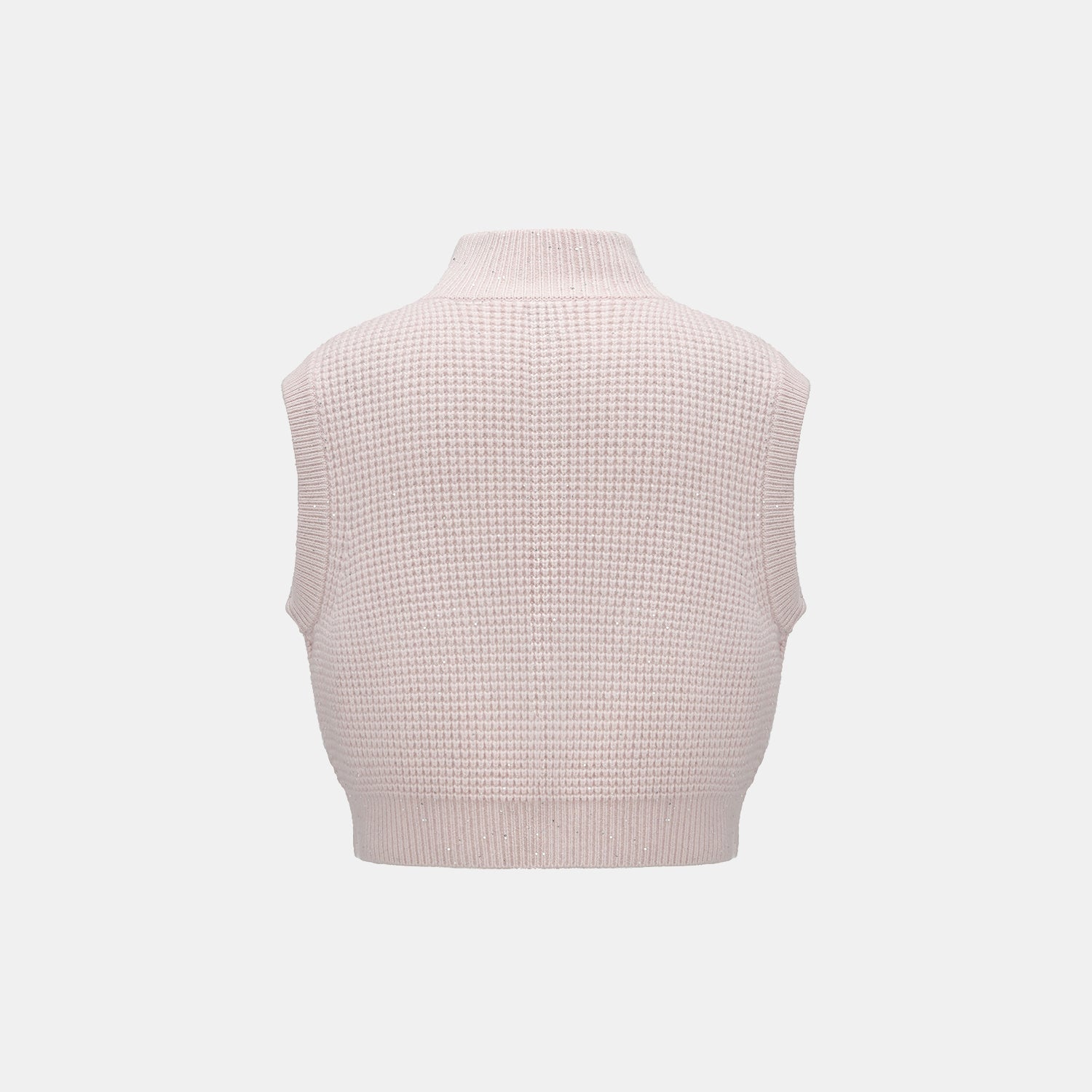 “Autumn Diary” 100% Cashmere細緻華夫格亮片針織背心—Misty Rose薄霧玫瑰