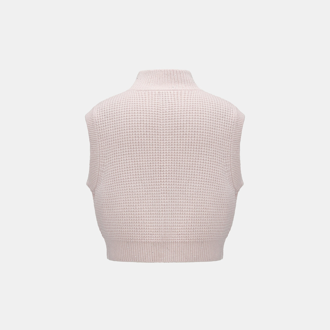 “Autumn Diary” 100% Cashmere細緻華夫格亮片針織背心—Misty Rose薄霧玫瑰