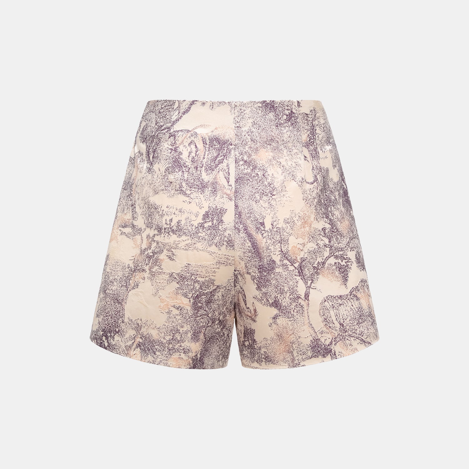 "Imperial Garden Teatime" embroidered silk wool shorts - purple 