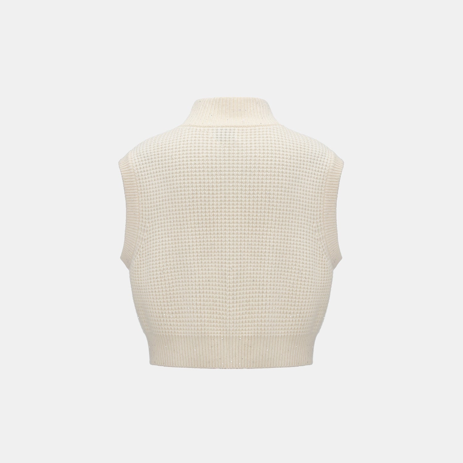 “Autumn Diary” 100% Cashmere細緻華夫格亮片針織背心—Pale Sunlight冬日晨光