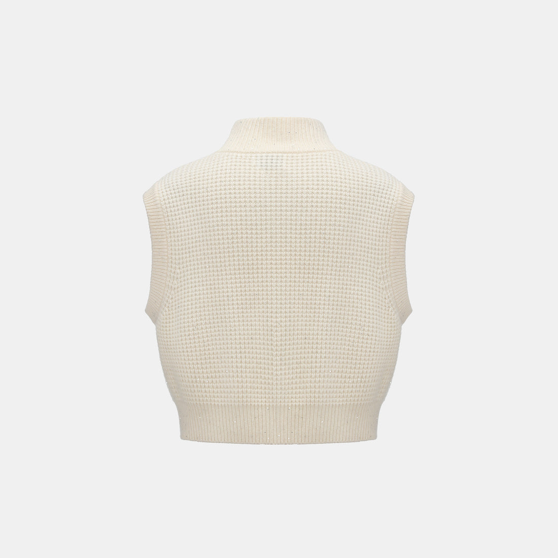 “Autumn Diary” 100% Cashmere細緻華夫格亮片針織背心—Pale Sunlight冬日晨光