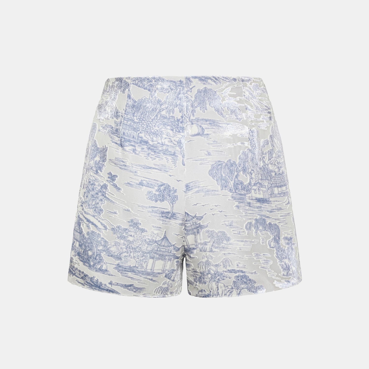 "Imperial Garden Teatime” 真絲絲絨燒花短褲—杏雨梨雲