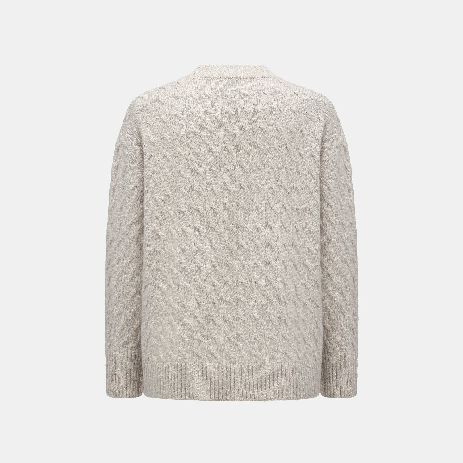 “Winter Diary” 100% Cashmere極細絨柔幾何浮織星點針織上衣—Fog Beige 霧幕杏灰