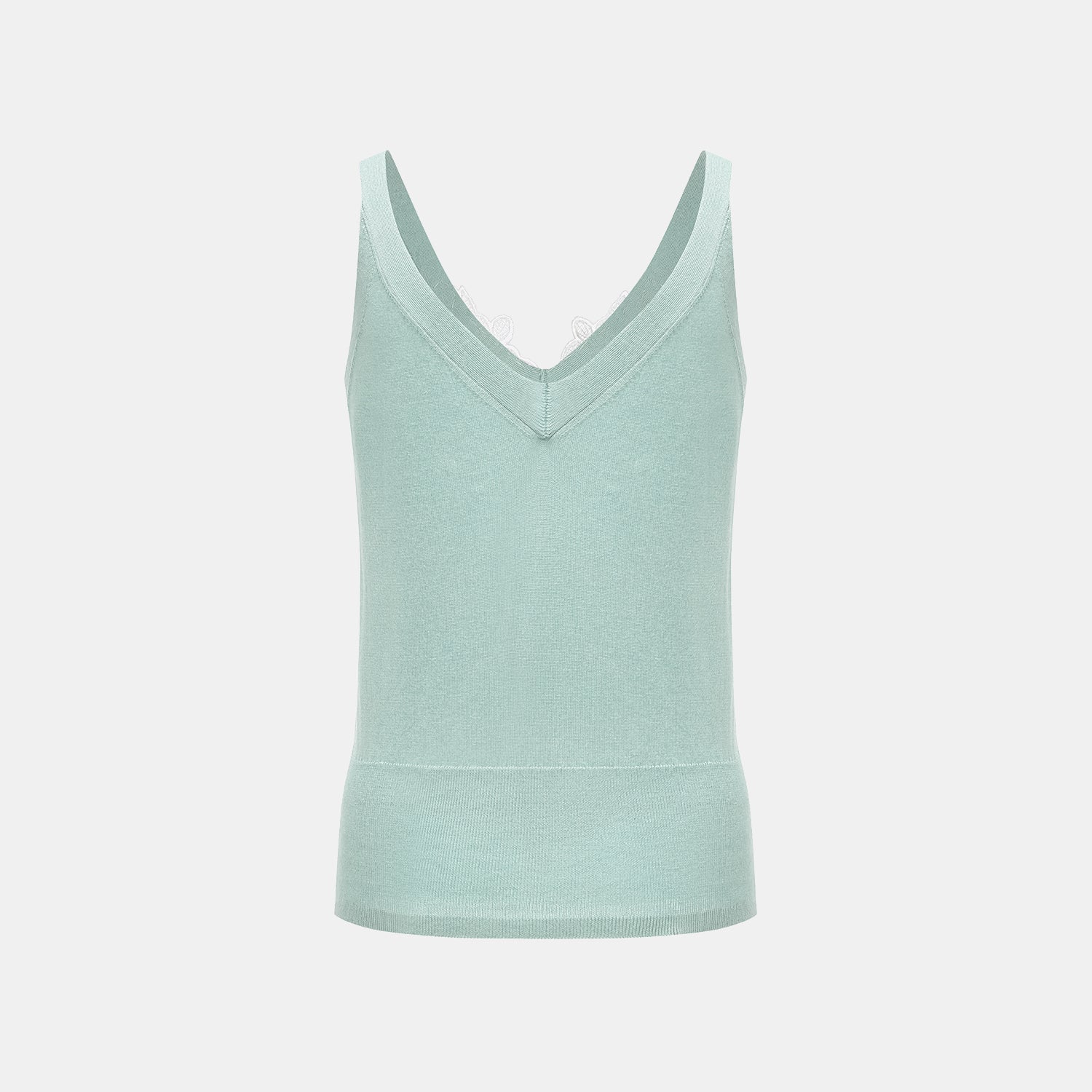 “Spring diary.” 魚骨蕾絲Silk Cashmere真絲喀什米爾針織背心—Mint