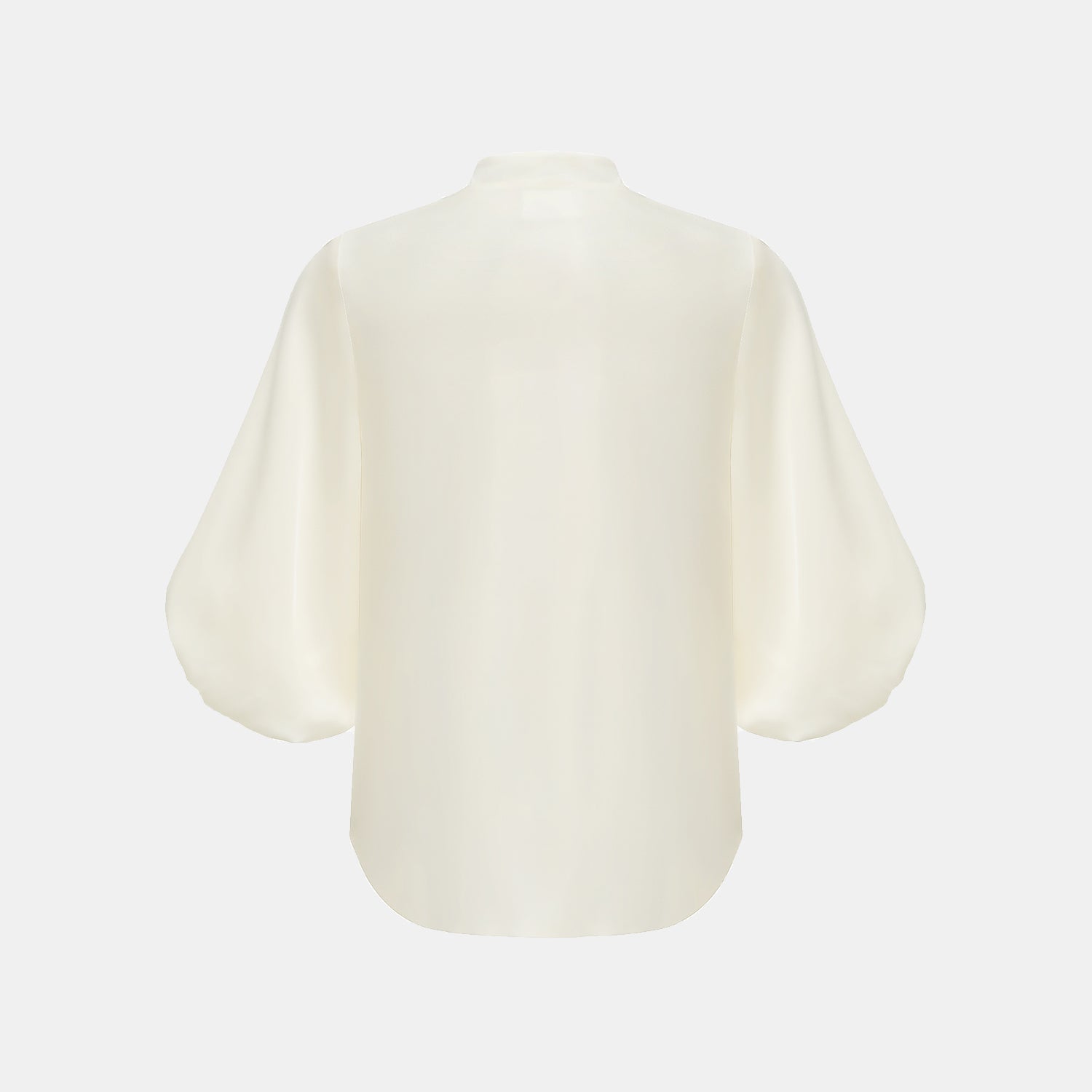 “秋意" 100% 桑蠶絲雪紡國風七分袖襯衫 — 晨曦白