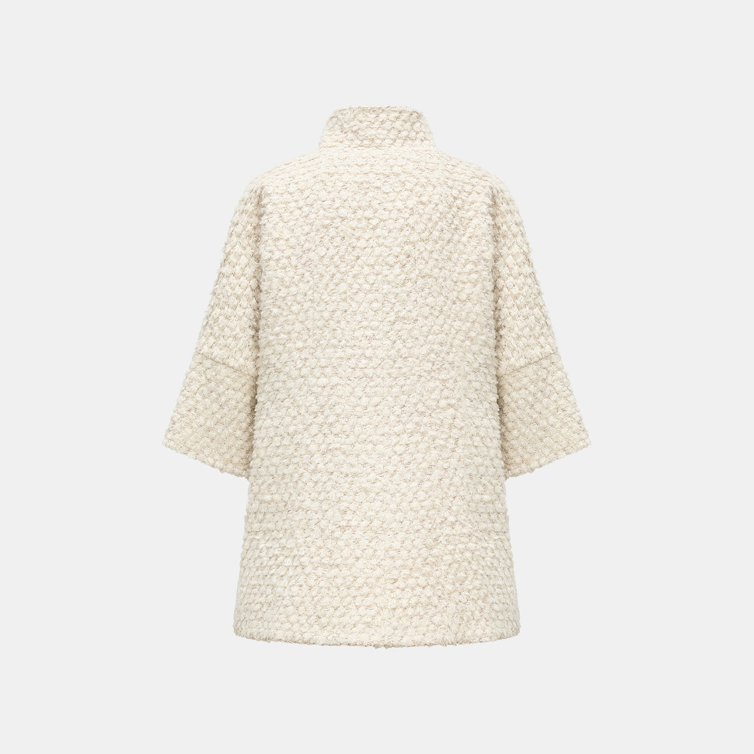 "Tokyo Hours" Tweed Cape Coat with Large Lapel - Cloud White 