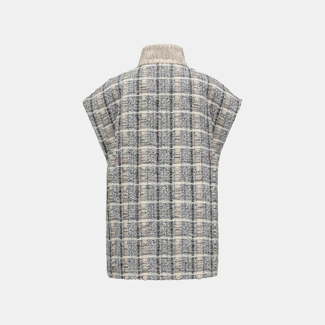 "Oxford Autumn Elegance" 浮織蕾絲高領拼接斜襟花呢背心—Fair Isle Romance費爾島浪漫