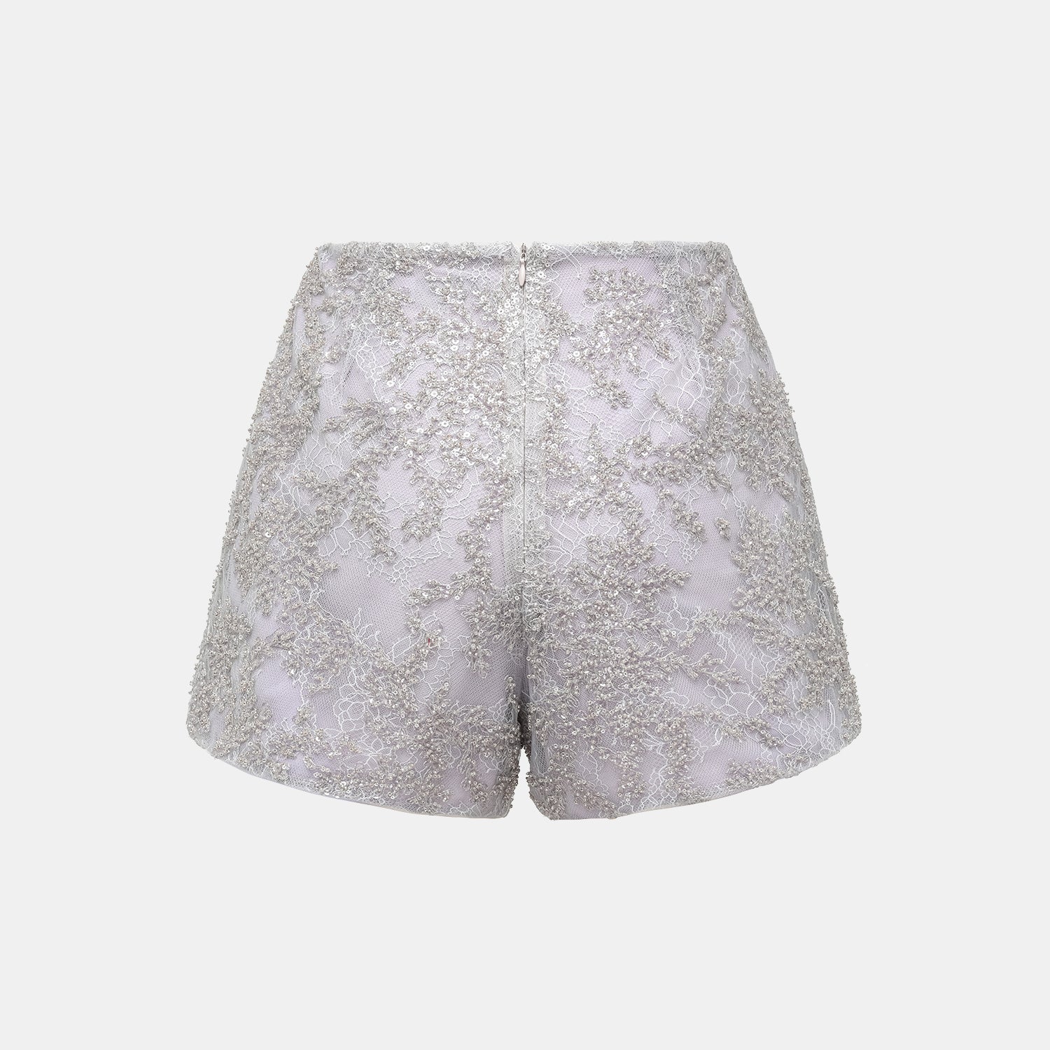 “茶宴” 奢華珠綉輕國風蕾絲短褲—Silver