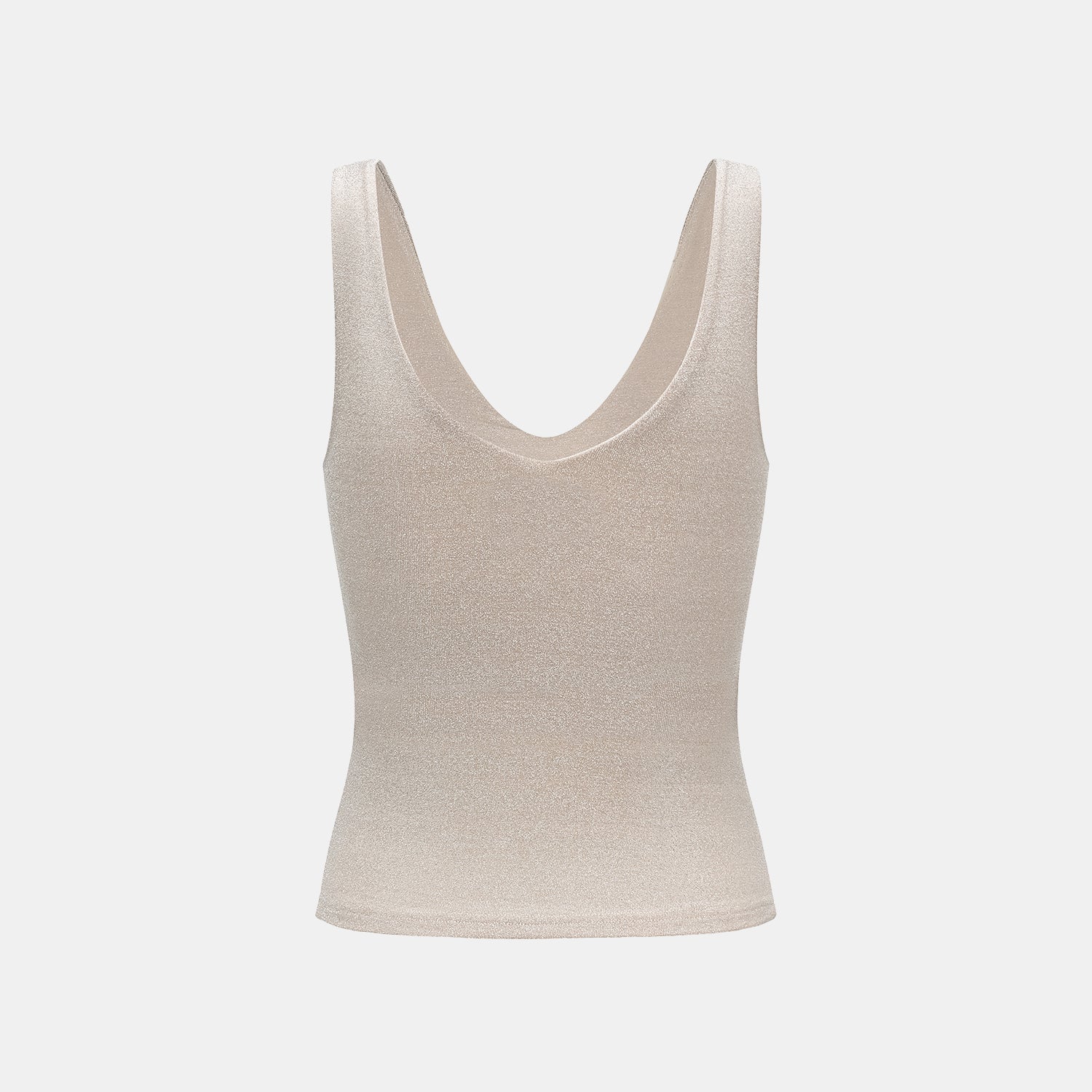 “Easy-go Chic” 銀織工藝彈性合身V領背心—Nude