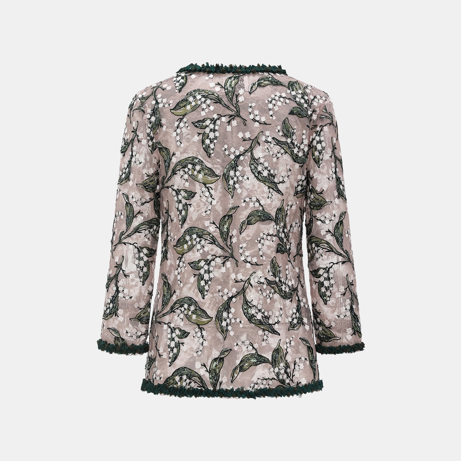 "Imperial Garden Teatime."  奢華珠繡蕾絲開衫—Jade Aroma翠影凝香