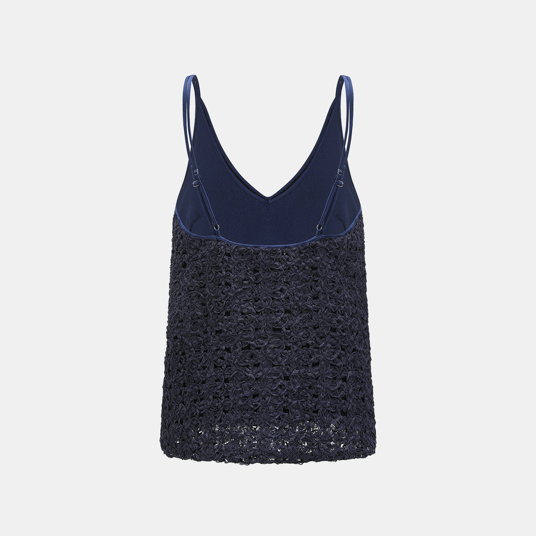 “Sloane Ave."繞畫織藝鏤花蕾絲細肩帶背心—Indigo Ballad布爾藍調