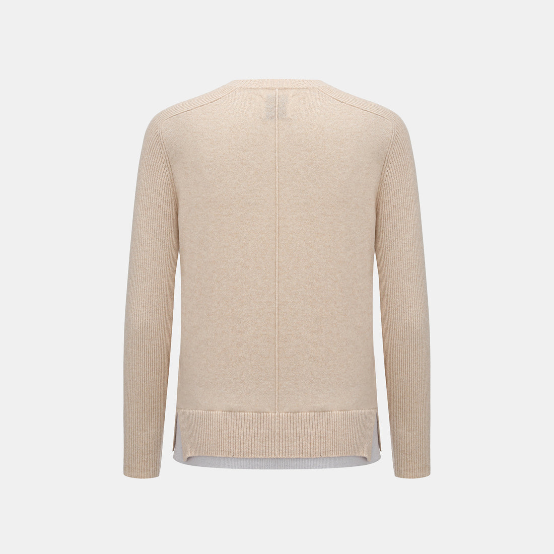 “Winter Diary” 100% Cashmere假兩件式羅紋拼接針織上衣—Soft Sand柔沙暖杏