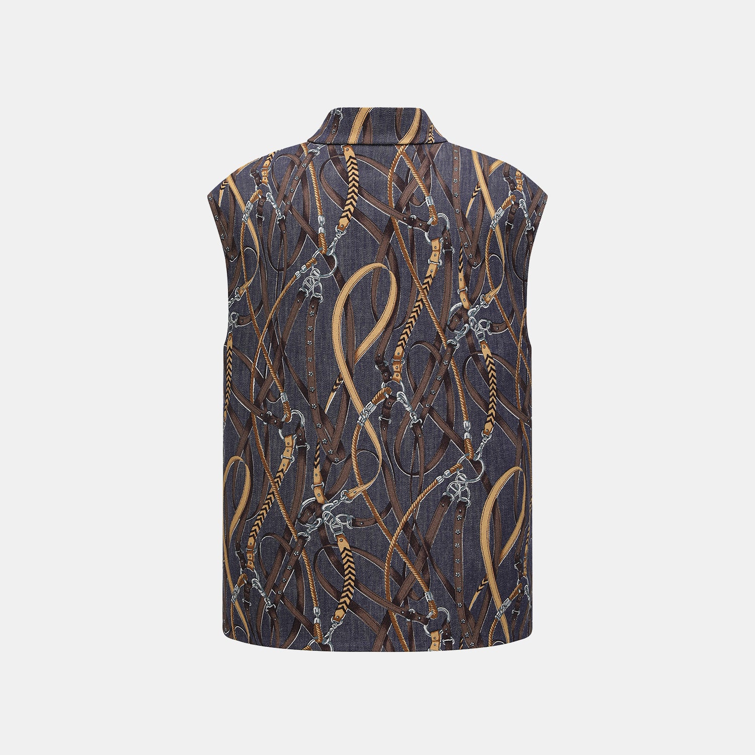 “Easy Go Chic”義大利鍊飾繪印工藝牛仔馬甲背心—Midnight Gallop詩夜漫行