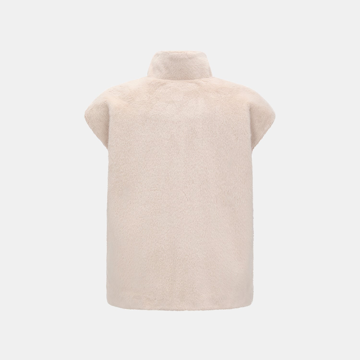 “Imperial Gala” 柔奢霧絨環保皮草國風馬甲外套—Rosy Charm緞杏凝福