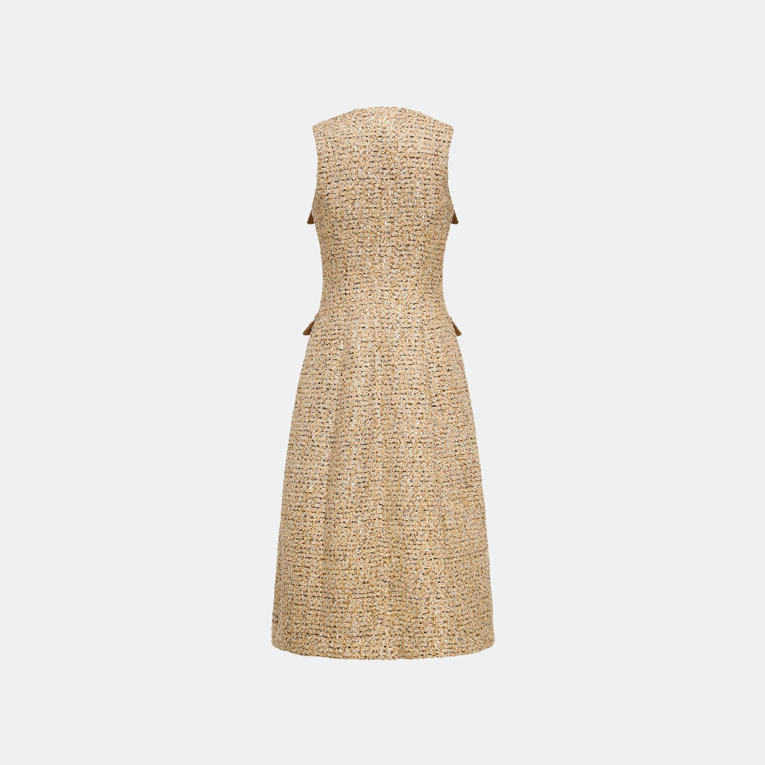 “Brunch at Ritz.” Tweed Long Vest Dress—Golden Hours 