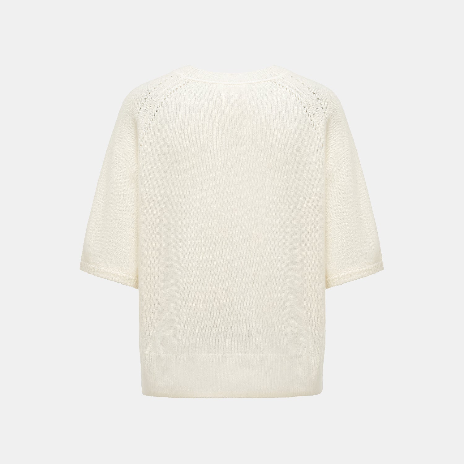 "Autumn Diary" Silk Cashmere Half Sleeve Top—Milk 