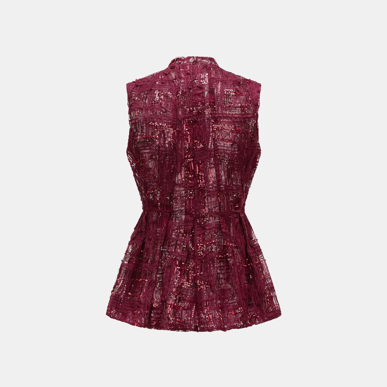 "Imperial Gala" 奢華蕾絲畫藝珠繡輕中式立體剪裁上衣—胭霞含春