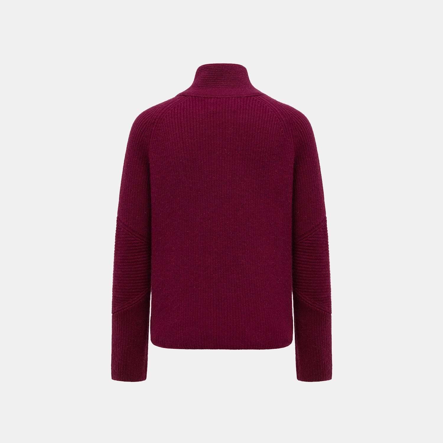 “Winter Diary” 100%Cashmere 高領拼接造型外套—Raspberry Jam