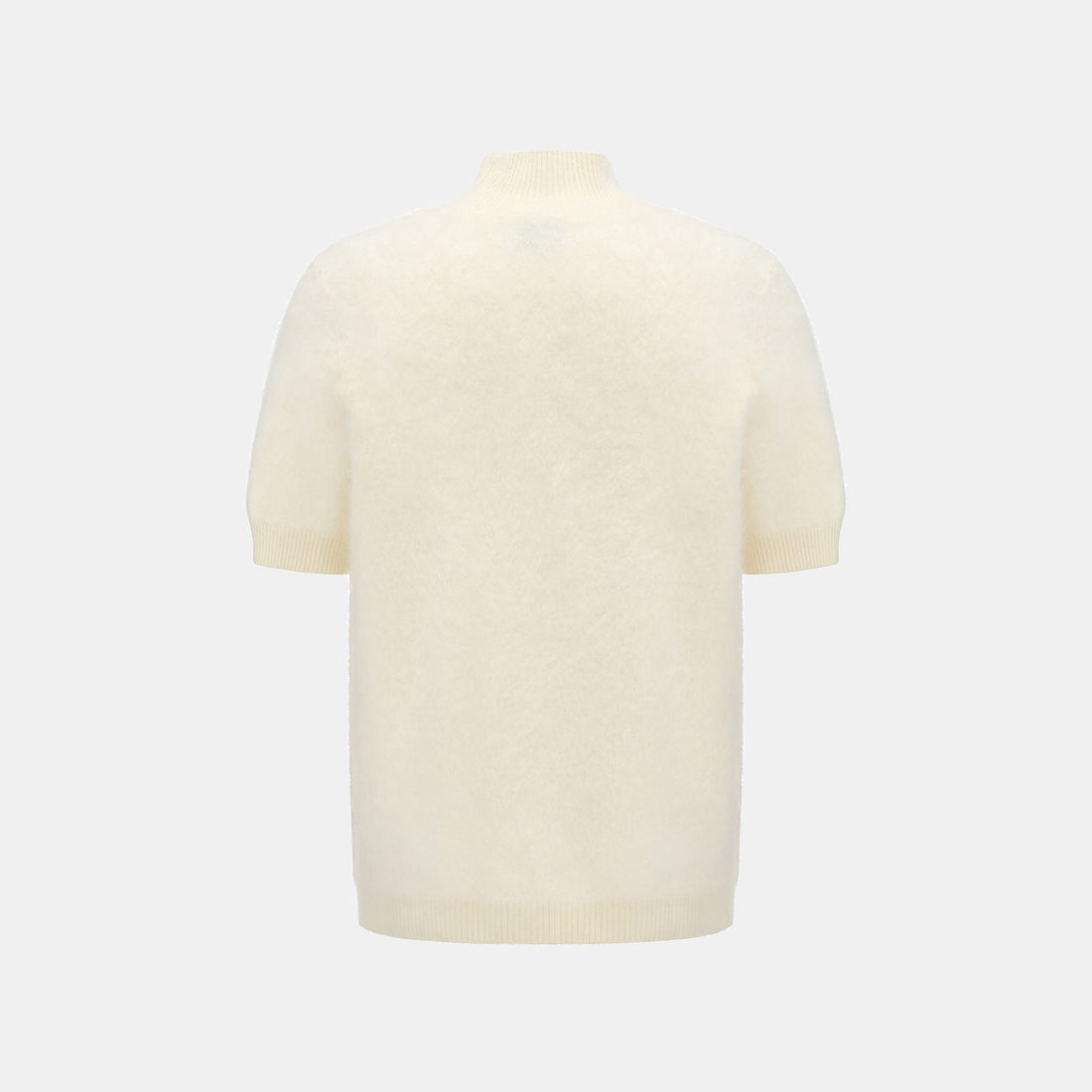 “Winter Diary” 100%Cashmere極細絨柔梳纖工藝立領五分袖上衣—Sunlit Fleece日光絨絮