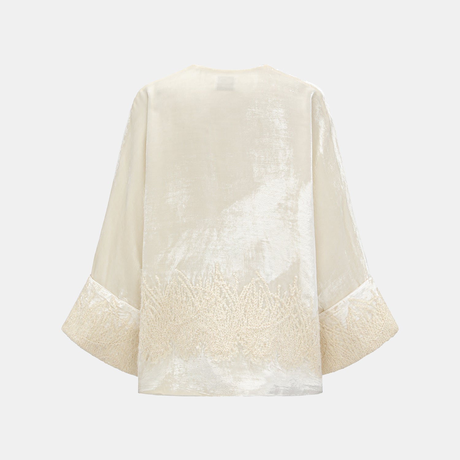 "Imperial Garden Teatime"義大利真絲絲絨簇繡織花輕國風Oversized罩衫—Snowlit Bloom雪映花箋