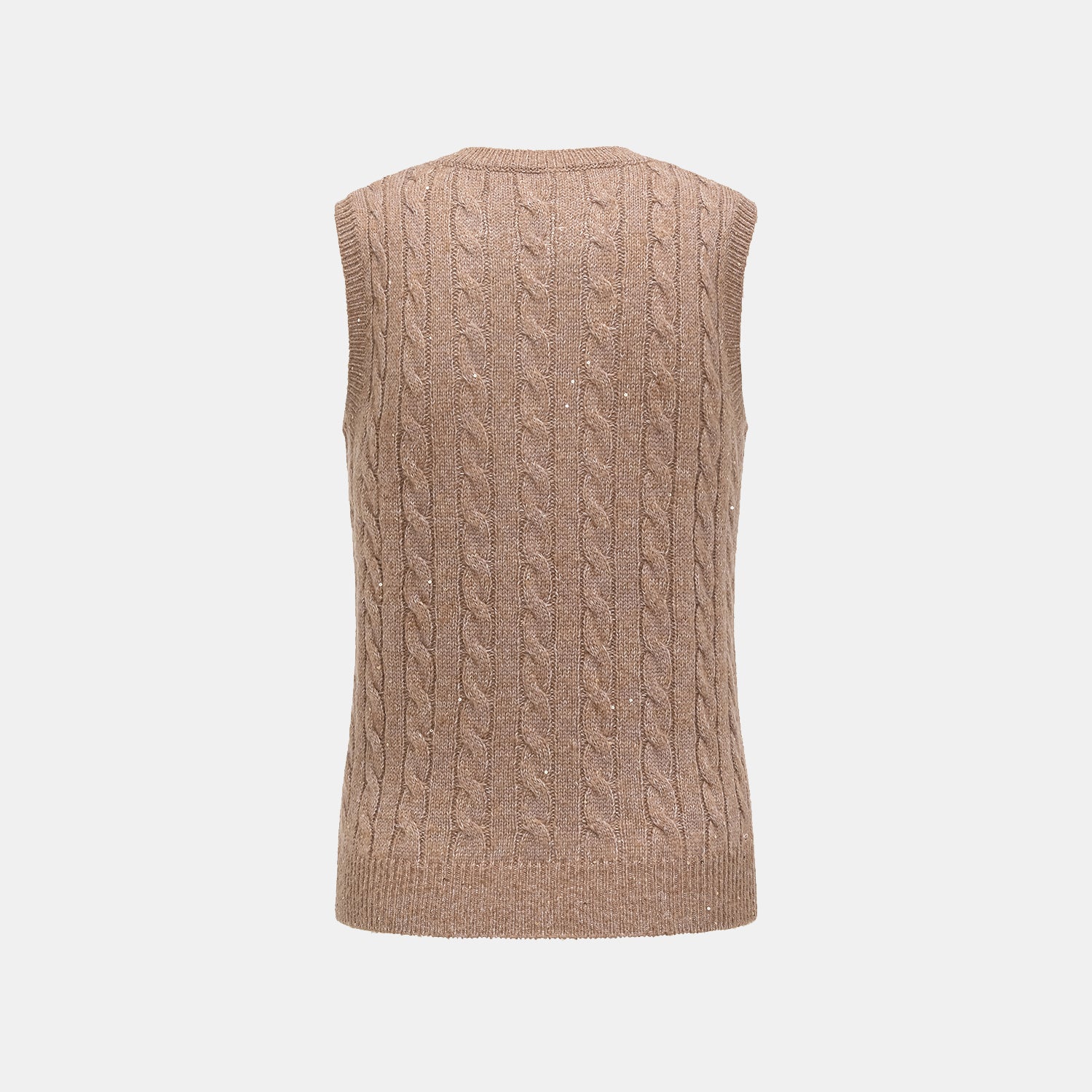 “Winter diary.” 100% Cashmere 亮片麻花編織針織背心—Harmony