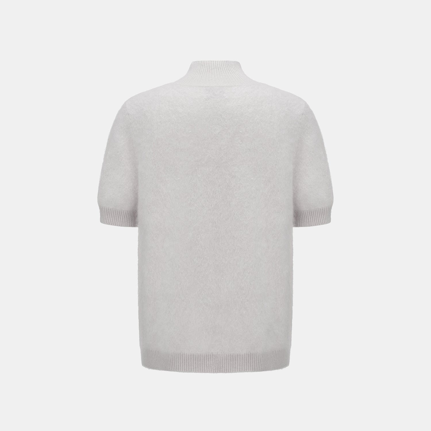 “Winter Diary” 100%Cashmere極細絨柔梳纖工藝立領五分袖上衣—Soft Lavender柔霧薰紫