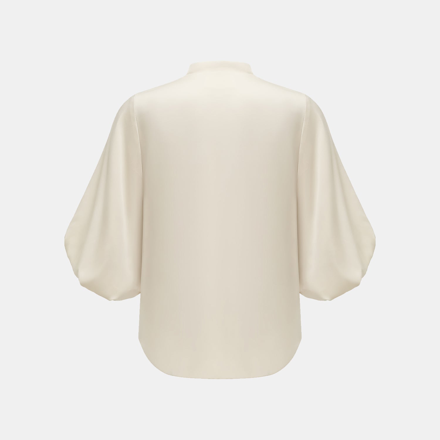 “秋意" 100% 桑蠶絲雪紡國風七分袖襯衫 — 淺啞金