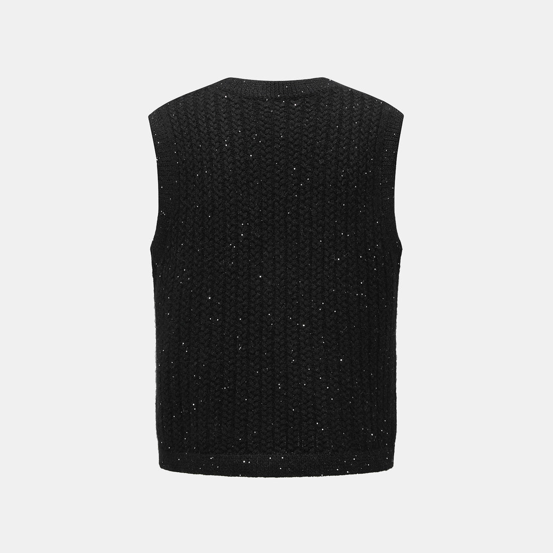 “Autumn Diary” 100% Cashmere 立體細麻花星點亮片針織背心—Eternal Night極夜峽灣