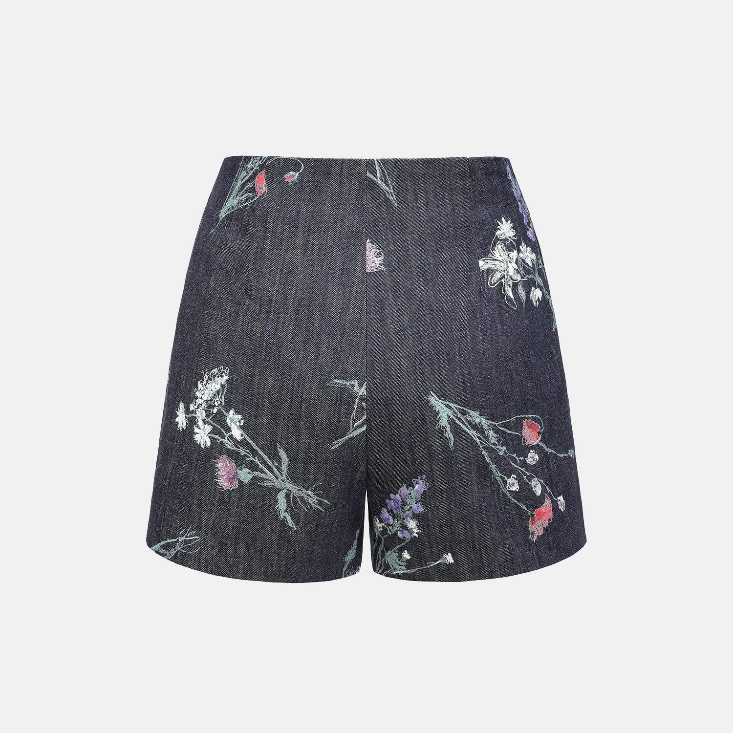 “Easy Go Chic” 義大利浮描蠟花繪印工藝牛仔短褲—Blue Bloom藍野花語