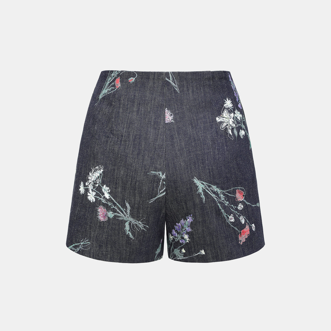 “Easy Go Chic” 義大利浮描蠟花繪印工藝牛仔短褲—Blue Bloom藍野花語