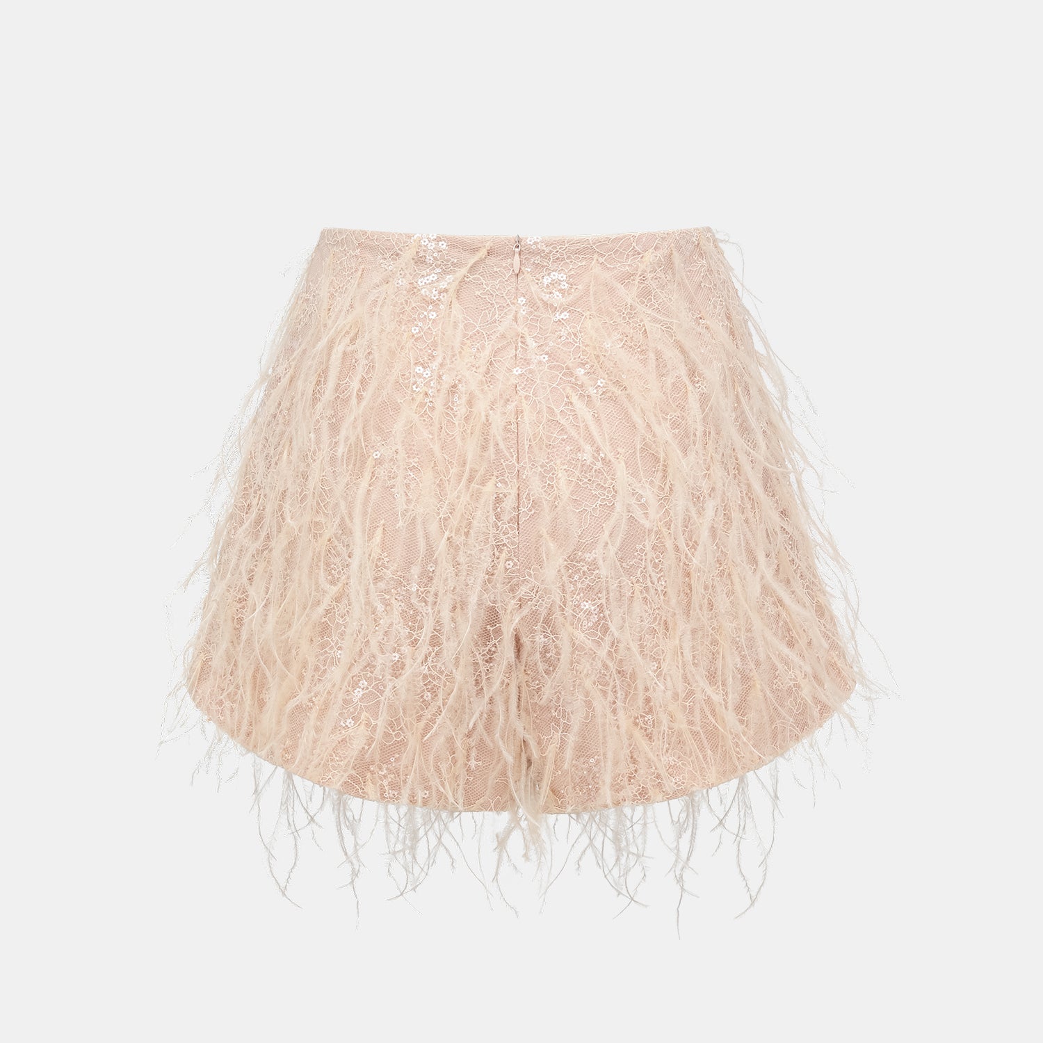 "Imperial Garden Teatime."珠繡羽毛工藝輕國風短褲—Veloura Elixir羽金瑰夏