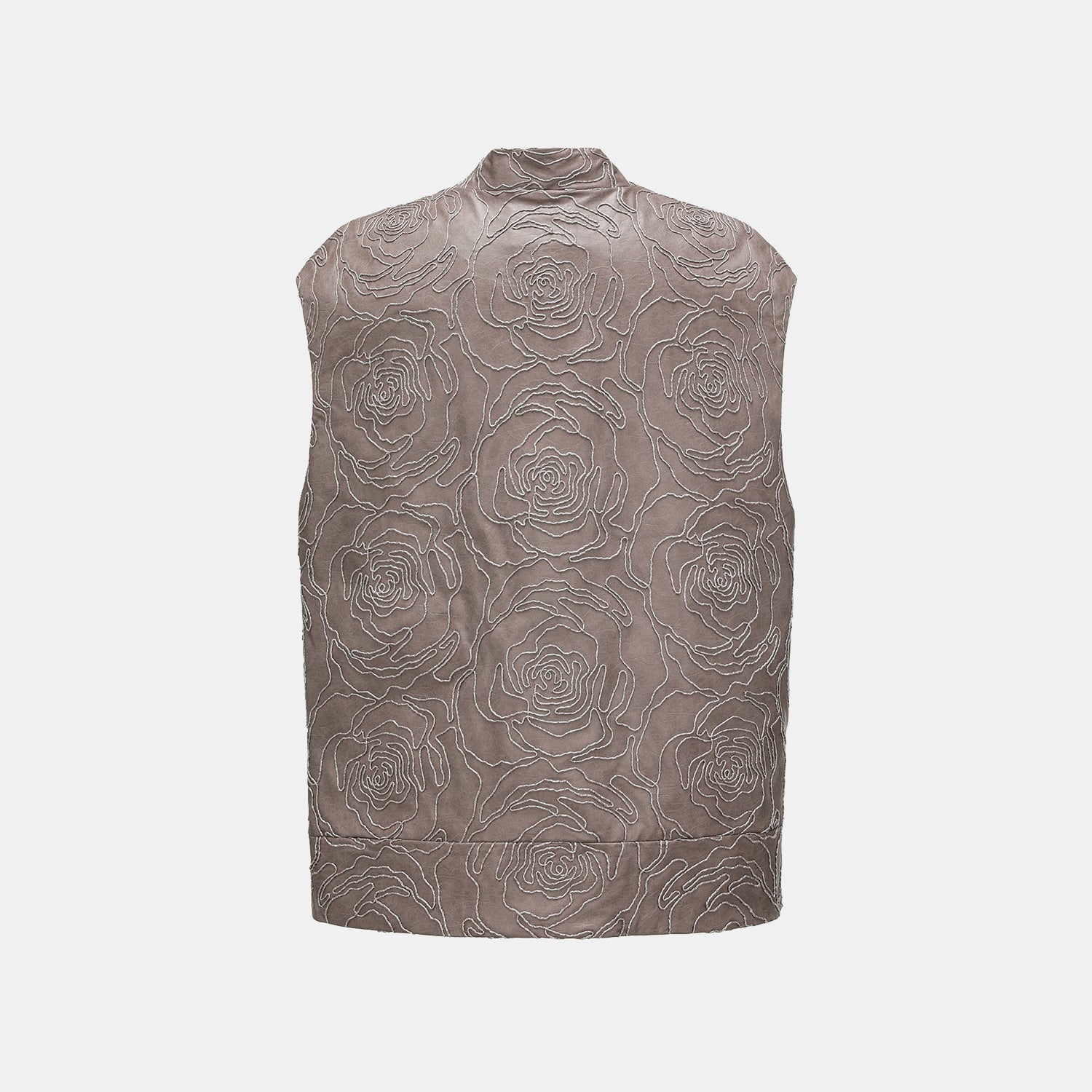 “Winter Diary” 法國純素皮羽脊絲繡Oversized背心—Rose in Haze浮影薔薇