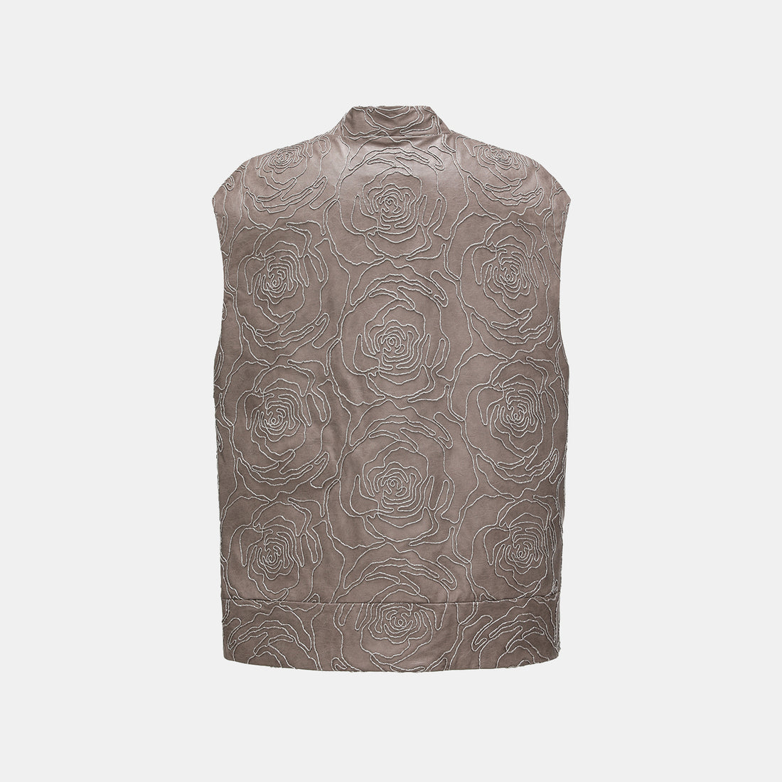 “Winter Diary” 法國純素皮羽脊絲繡Oversized背心—Rose in Haze浮影薔薇