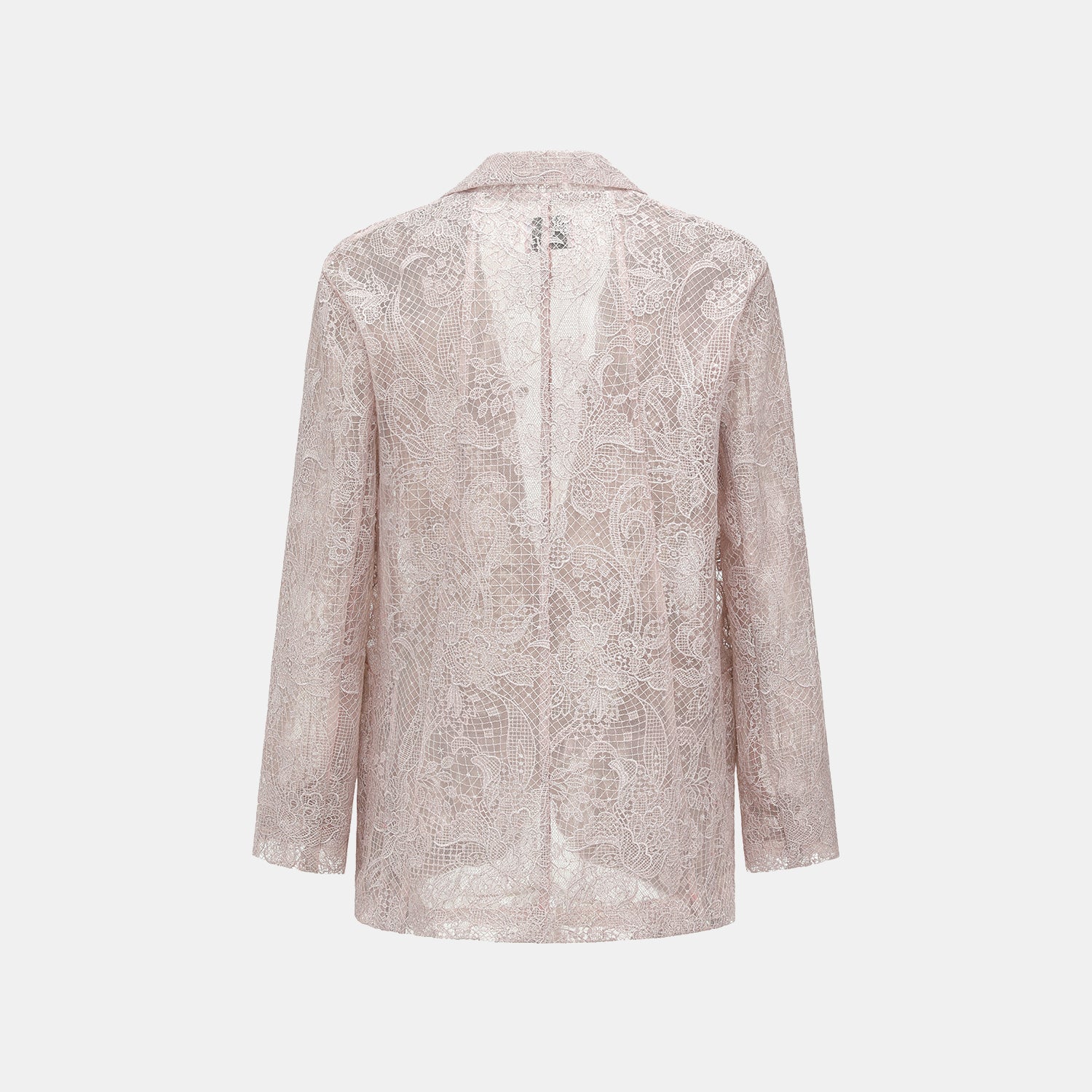 “Weekend At Monaco."鏤雕浮紋織花蕾絲oversized西裝外套—Misty Rose薄霧玫瑰