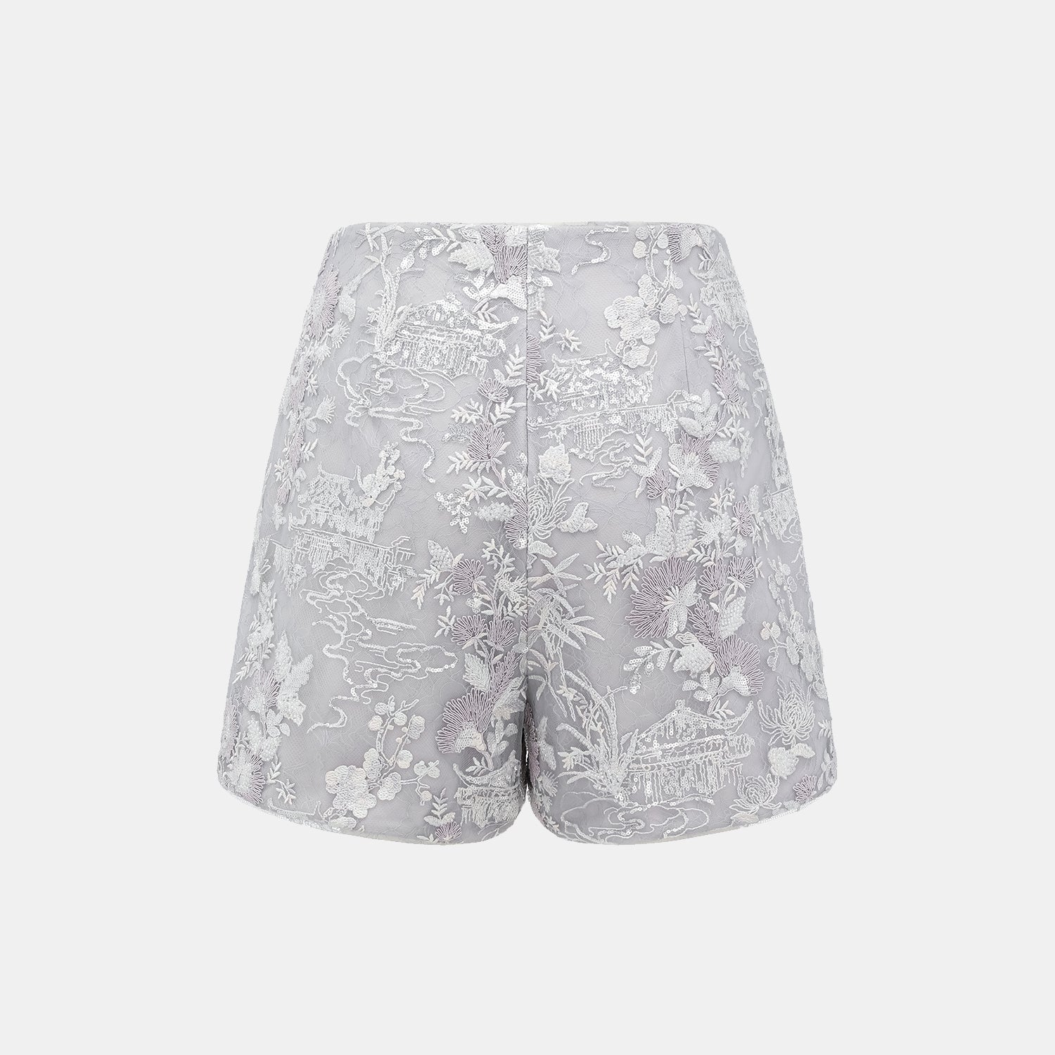 "Imperial Garden Teatime"點景白描奢華珠繡輕國風蕾絲短褲—Woven Breeze聽風絮