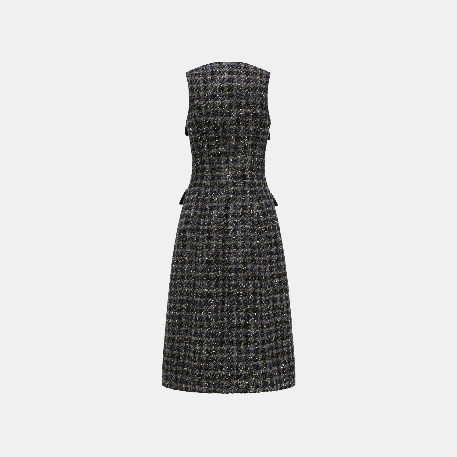 “Brunch at Ritz.” Tweed Long Vest Dress—Night Light Sparkle 